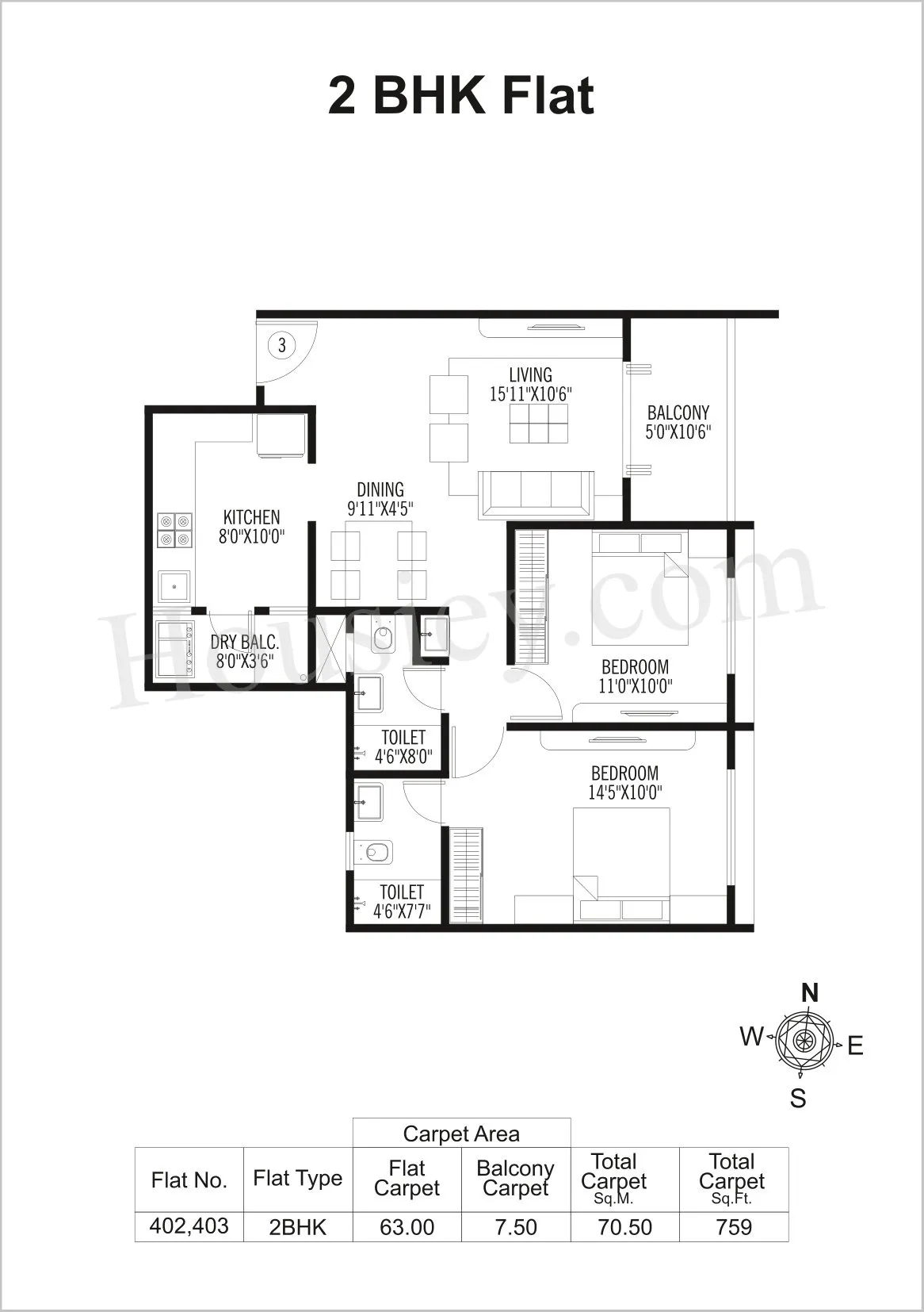 Vasant Estella Unit plan - 759 sq.ft.
